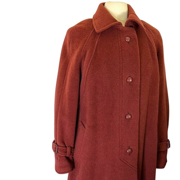 Vintage 50s 60s Furlaine Worumbo Clay Pink Red Mohair Wool Coat Overcoat Retro - Picture 2 of 5